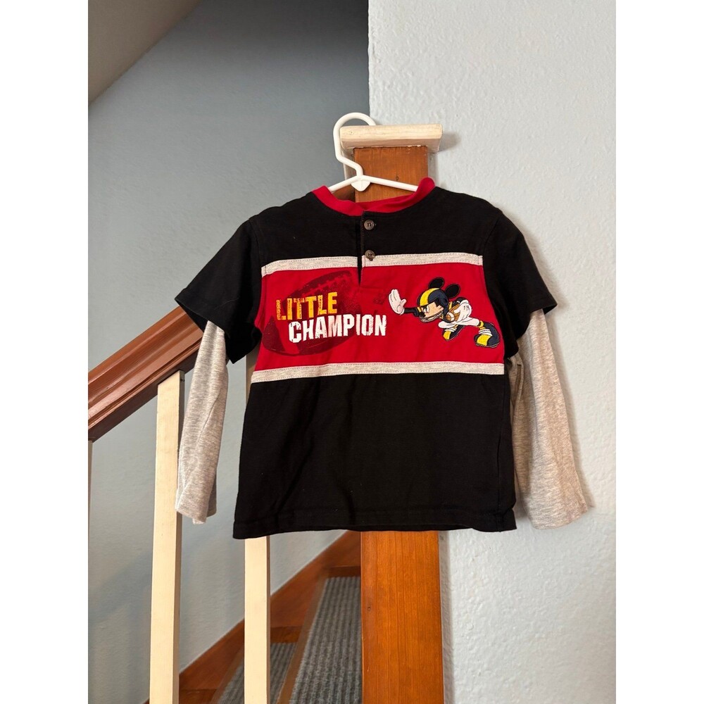 Little Champion Mickey Mouse Long sleeve shirt embroidered 4t Y2K VTG football